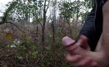 Flashing in the forest cum piss and ass