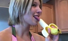 Sweet Babe Licking Banana