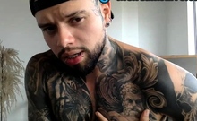 Colossal Black tattoo masturbating Part 2 doing a Cam Show