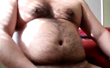 Chubby daddy bear jacking on cam