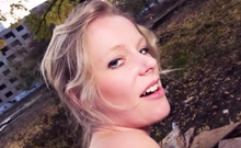 Naked blonde Claudia Swea seduces stranger